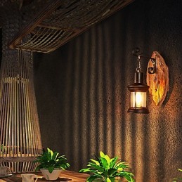 Jednohlavé priemyselné Vintage Retro drevené nástenné farebné nástenné svietidlo na domácu hotelovú chodbu