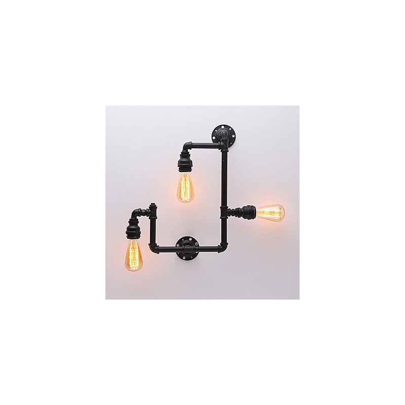 Vintage Industrial Pipe Nástenné svetlá Čierne kreatívne svetlá Reštaurácia Kaviareň Bar Dekoračné osvetlenie S 3 svetlom maľovanými povrchmi
