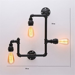 Vintage Industrial Pipe Nástenné svetlá Čierne kreatívne svetlá Reštaurácia Kaviareň Bar Dekoračné osvetlenie S 3 svetlom maľovanými povrchmi