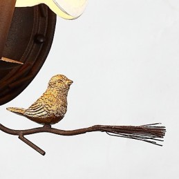 Severoamerický vintage kov so živicovým vtáčikom a šiškou Nástenná lampa vhodná do obývacej izby Nástenné svietidlo do jedálne