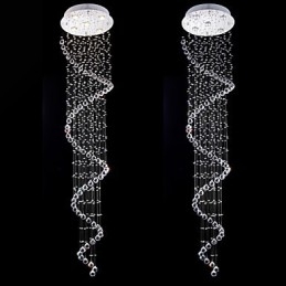 Krištáľové závesné svietidlo Lusterové osvetlenie 5 svetiel Silver Canpoy Clear K9 Crystal Helix Stropné svietidlá