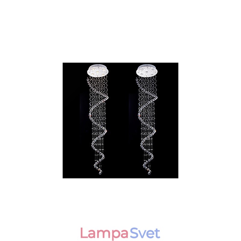 Krištáľové závesné svietidlo Lusterové osvetlenie 5 svetiel Silver Canpoy Clear K9 Crystal Helix Stropné svietidlá