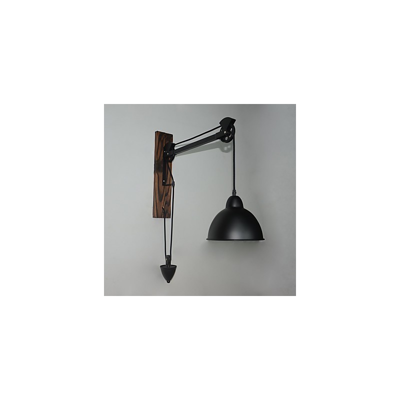 Nástenná lampa v americkom vidieckom štýle retro kreatívna Drevená nástenná lampa s kladkou