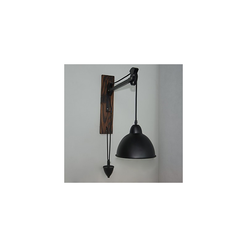 Nástenná lampa v americkom vidieckom štýle retro kreatívna Drevená nástenná lampa s kladkou