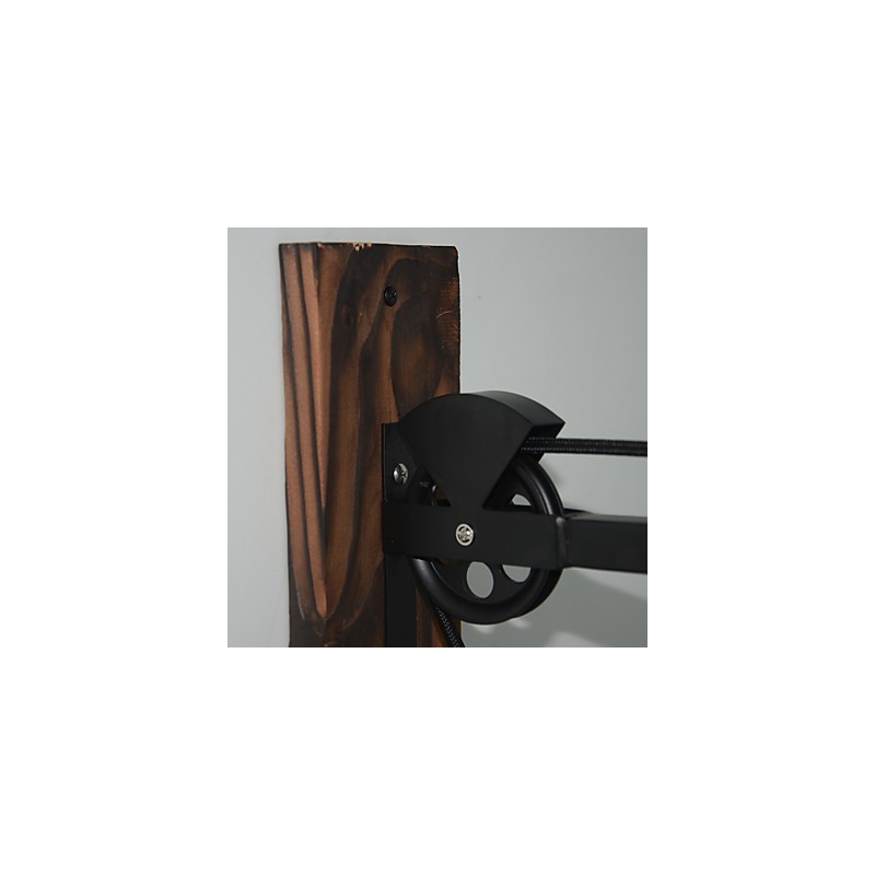 Nástenná lampa v americkom vidieckom štýle retro kreatívna Drevená nástenná lampa s kladkou