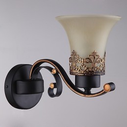 Jednohlavý americký vidiek Vintage kov so sklenenou nástennou lampou pre jedáleň Vstup do obývacej izby Foyer Dekorovaná nástenná lampa