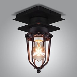 Retro kovaná nástenná lampa Jednohlavá starožitná pripomínajúca lampa Loft Americká železná Vintage malé klietky stropná lampa