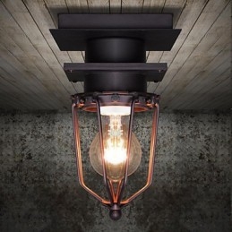 Retro kovaná nástenná lampa Jednohlavá starožitná pripomínajúca lampa Loft Americká železná Vintage malé klietky stropná lampa