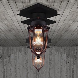 Retro kovaná nástenná lampa Jednohlavá starožitná pripomínajúca lampa Loft Americká železná Vintage malé klietky stropná lampa