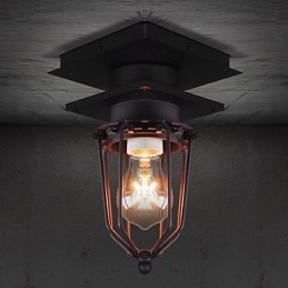 Retro kovaná nástenná lampa Jednohlavá starožitná pripomínajúca lampa Loft Americká železná Vintage malé klietky stropná lampa