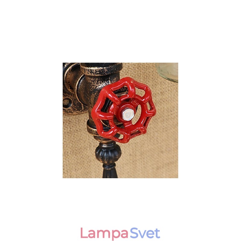Nástenná lampa na fľašu na víno s americkou tematikou a žehličkou s vodovodnou fajkou
