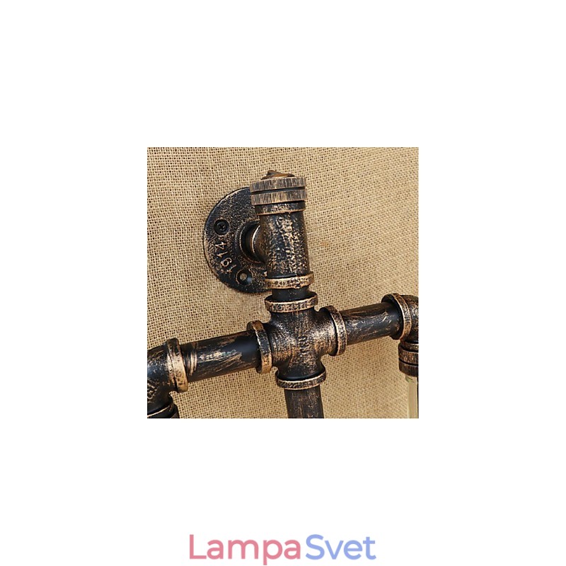 Nástenná lampa na fľašu na víno s americkou tematikou a žehličkou s vodovodnou fajkou