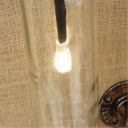 Nástenná lampa na fľašu na víno s americkou tematikou a žehličkou s vodovodnou fajkou