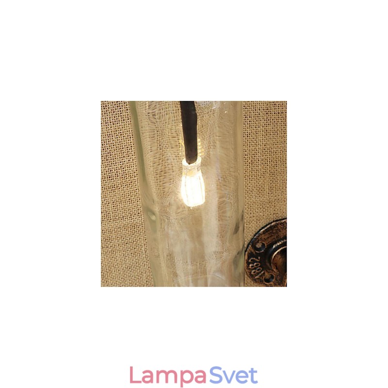 Nástenná lampa na fľašu na víno s americkou tematikou a žehličkou s vodovodnou fajkou