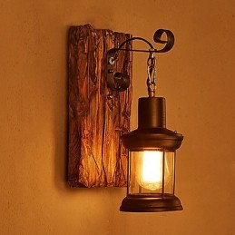 Jednohlavé priemyselné Vintage Retro drevené nástenné farebné nástenné svietidlo na domácu hotelovú chodbu