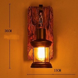 Jednohlavé priemyselné Vintage Retro drevené nástenné farebné nástenné svietidlo na domácu hotelovú chodbu