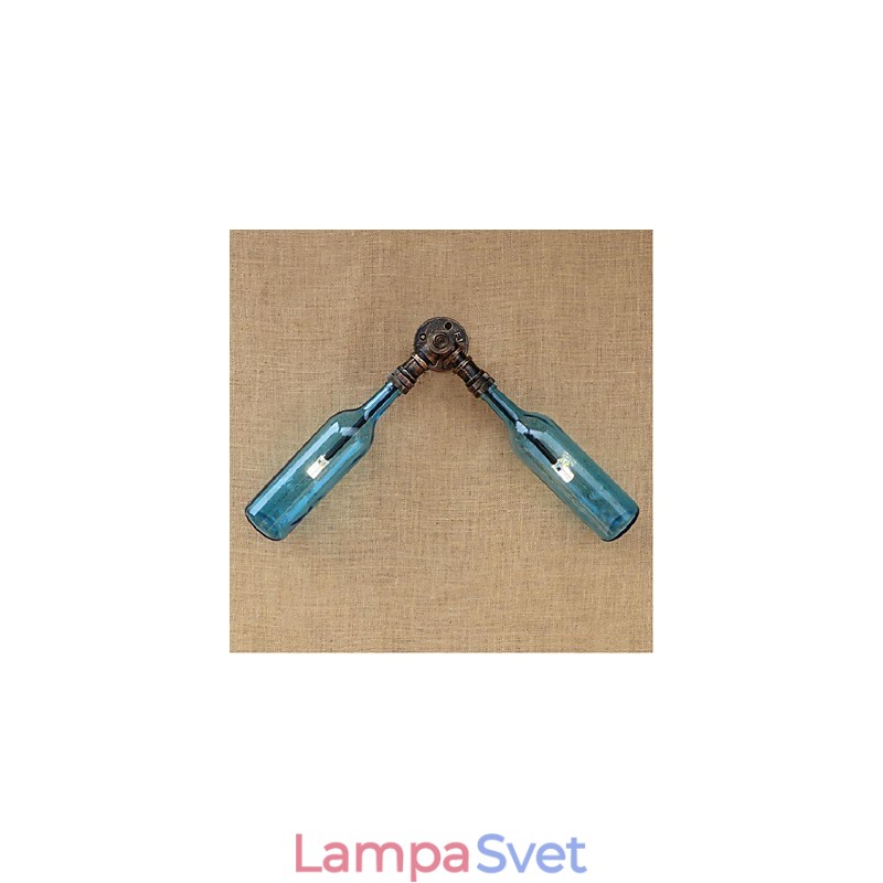 Retro American Village Creative Industry Wind Designer Nástenná lampa na fľašu s vodou Nástenná svetlomodrá