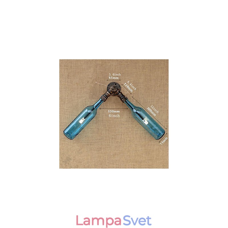 Retro American Village Creative Industry Wind Designer Nástenná lampa na fľašu s vodou Nástenná svetlomodrá