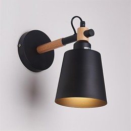 Vintage Drevo Kov v štýle Art Deco Rustikálne nástenné svietidlo Obývacia izba Jedáleň Predsieň Nástenná lampa Čierna Biela Voliteľné