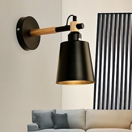 Vintage Drevo Kov v štýle Art Deco Rustikálne nástenné svietidlo Obývacia izba Jedáleň Predsieň Nástenná lampa Čierna Biela Voliteľné