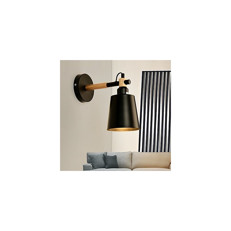 Vintage Drevo Kov v štýle Art Deco Rustikálne nástenné svietidlo Obývacia izba Jedáleň Predsieň Nástenná lampa Čierna Biela Voliteľné