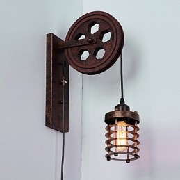 Priemyselná retro železná nástenná lampa Creative Personality Lift Kladka