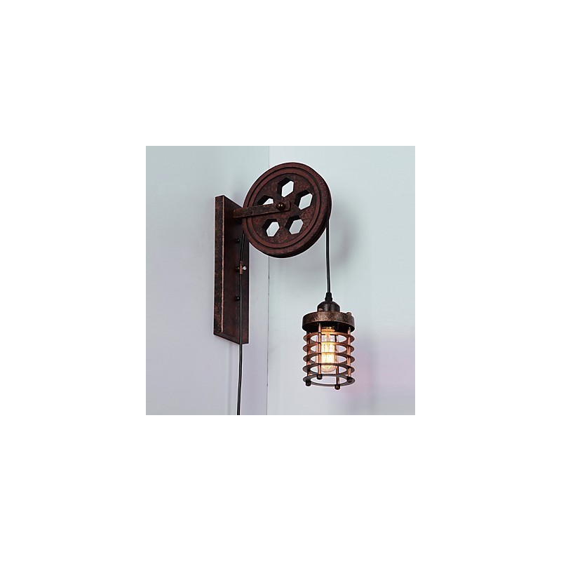 Priemyselná retro železná nástenná lampa Creative Personality Lift Kladka