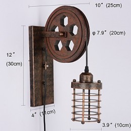 Priemyselná retro železná nástenná lampa Creative Personality Lift Kladka