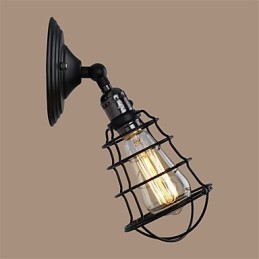 S vypínačom Vintage 1 Svetlý priemysel Čierna kovová klietka Loft Nástenná lampa Obývacia izba Jedáleň Predsieň Kaviareň Bary Bar Nástenné nástenné svietidlo