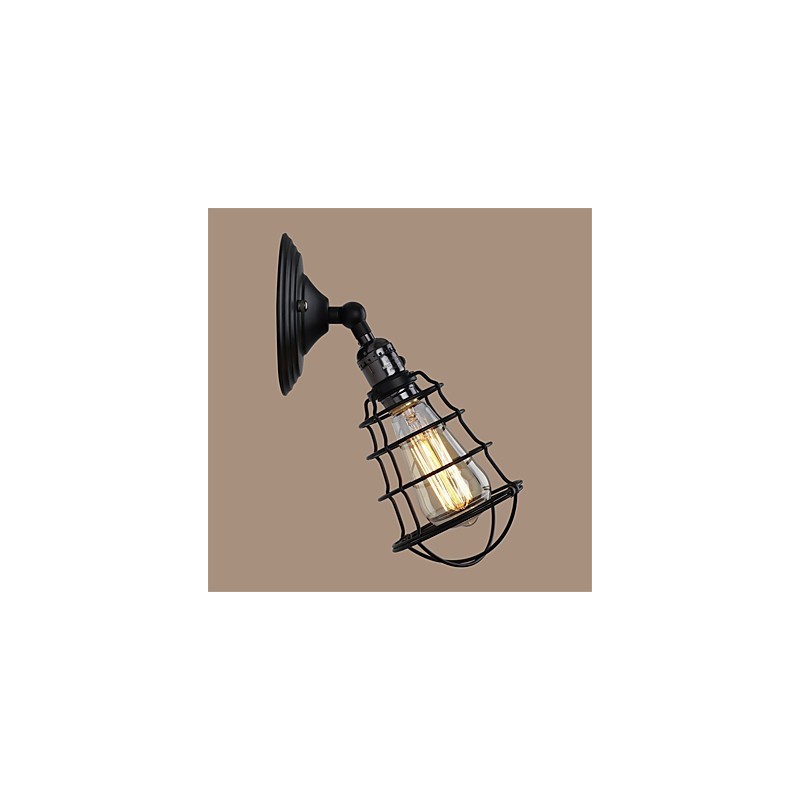 S vypínačom Vintage 1 Svetlý priemysel Čierna kovová klietka Loft Nástenná lampa Obývacia izba Jedáleň Predsieň Kaviareň Bary Bar Nástenné nástenné svietidlo