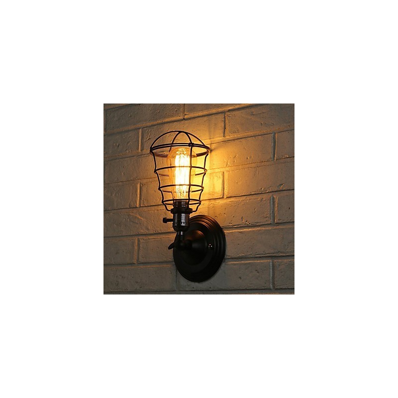 S vypínačom Vintage 1 Svetlý priemysel Čierna kovová klietka Loft Nástenná lampa Obývacia izba Jedáleň Predsieň Kaviareň Bary Bar Nástenné nástenné svietidlo