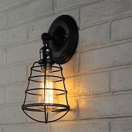 S vypínačom Vintage 1 Svetlý priemysel Čierna kovová klietka Loft Nástenná lampa Obývacia izba Jedáleň Predsieň Kaviareň Bary Bar Nástenné nástenné svietidlo