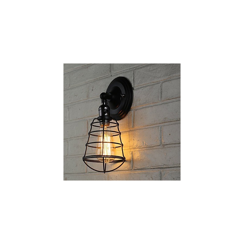 S vypínačom Vintage 1 Svetlý priemysel Čierna kovová klietka Loft Nástenná lampa Obývacia izba Jedáleň Predsieň Kaviareň Bary Bar Nástenné nástenné svietidlo