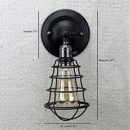 S vypínačom Vintage 1 Svetlý priemysel Čierna kovová klietka Loft Nástenná lampa Obývacia izba Jedáleň Predsieň Kaviareň Bary Bar Nástenné nástenné svietidlo