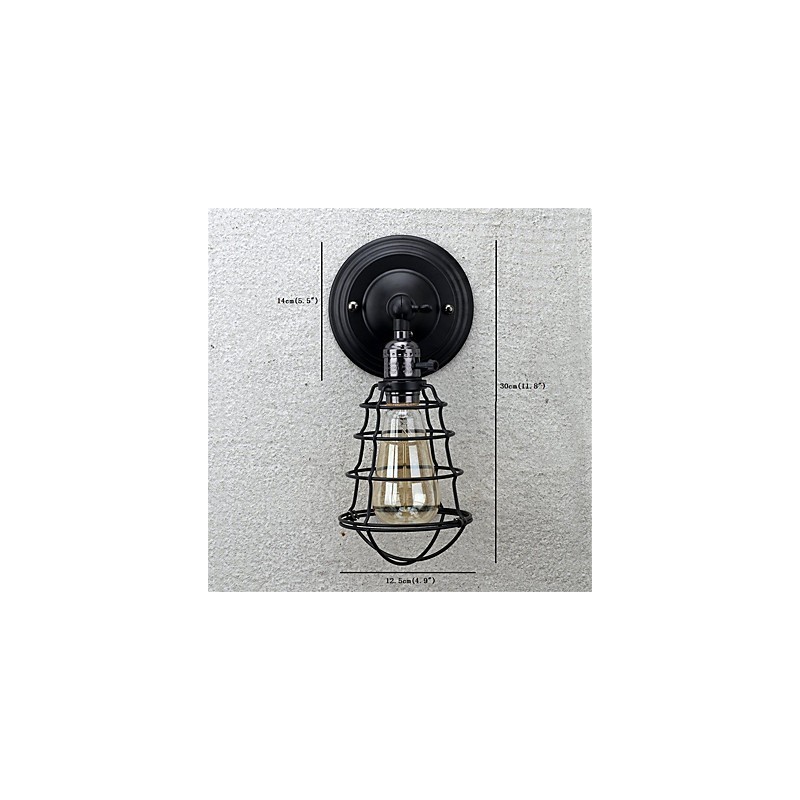 S vypínačom Vintage 1 Svetlý priemysel Čierna kovová klietka Loft Nástenná lampa Obývacia izba Jedáleň Predsieň Kaviareň Bary Bar Nástenné nástenné svietidlo