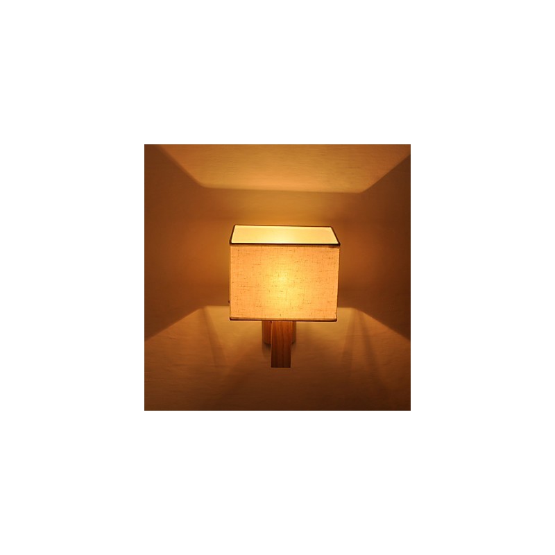 Jednoduchá nástenná lampa Nočná stolová lampa s látkovým tienidlom a masívnym drevom do spálne Komoda Obývacia izba Detská izba