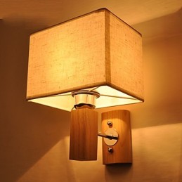 Jednoduchá nástenná lampa Nočná stolová lampa s látkovým tienidlom a masívnym drevom do spálne Komoda Obývacia izba Detská izba