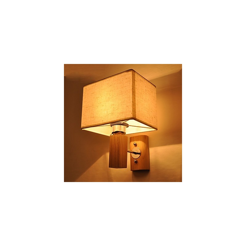 Jednoduchá nástenná lampa Nočná stolová lampa s látkovým tienidlom a masívnym drevom do spálne Komoda Obývacia izba Detská izba