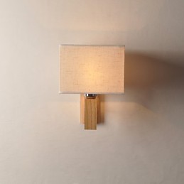 Jednoduchá nástenná lampa Nočná stolová lampa s látkovým tienidlom a masívnym drevom do spálne Komoda Obývacia izba Detská izba