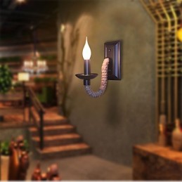 Konopné lano Retro nástenná lampa Creative Personality Bar Iron Candle Lamp