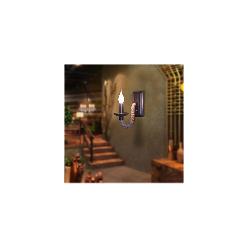 Konopné lano Retro nástenná lampa Creative Personality Bar Iron Candle Lamp