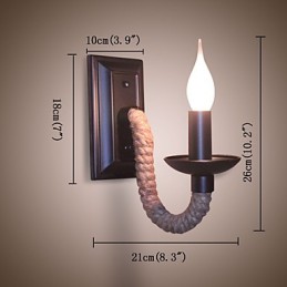 Konopné lano Retro nástenná lampa Creative Personality Bar Iron Candle Lamp