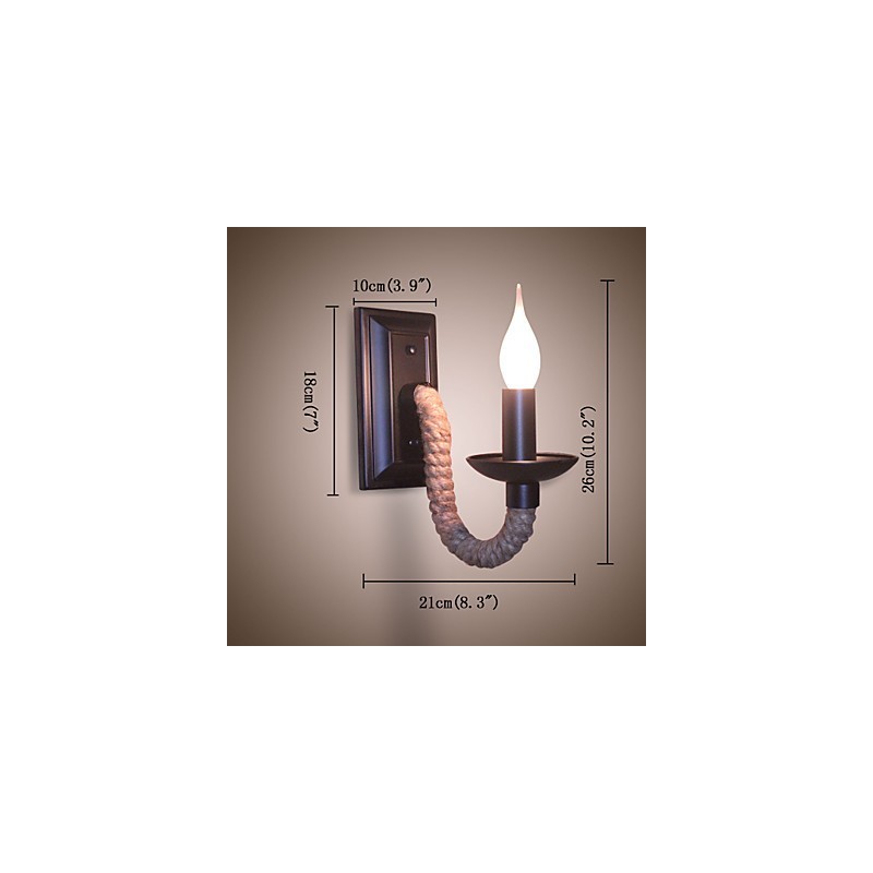 Konopné lano Retro nástenná lampa Creative Personality Bar Iron Candle Lamp