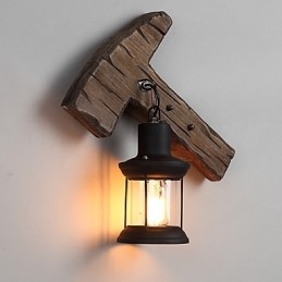 Jednohlavé priemyselné Vintage Retro drevené nástenné farebné nástenné svietidlo na domácu hotelovú chodbu