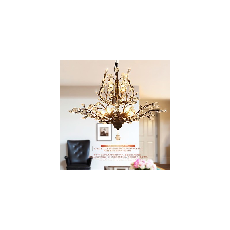 Vintage Crystal zapustená montáž 8 svetiel kovová maľba čierna ALEBO zlatá