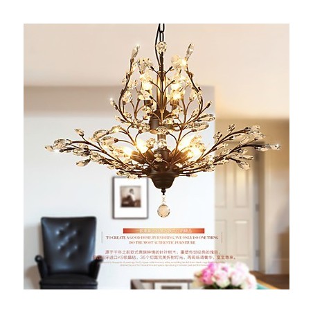 Vintage Crystal zapustená montáž 8 svetiel kovová maľba čierna ALEBO zlatá