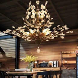 Vintage Crystal zapustená montáž 8 svetiel kovová maľba čierna ALEBO zlatá