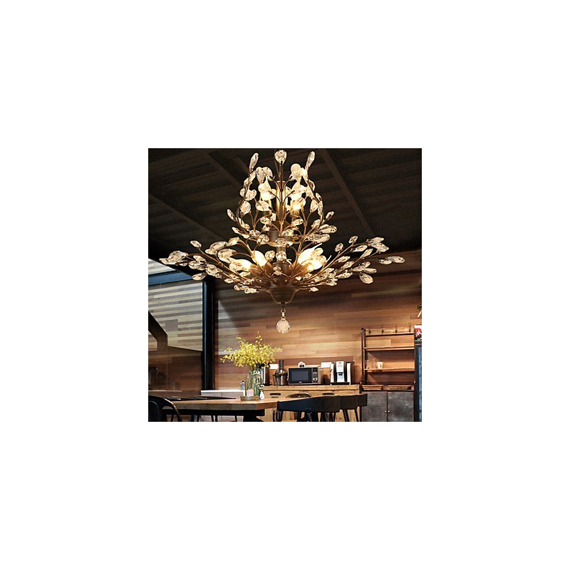 Vintage Crystal zapustená montáž 8 svetiel kovová maľba čierna ALEBO zlatá