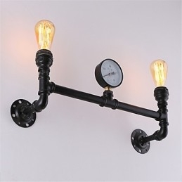 Vintage Industrial Pipe Nástenné svetlá Čierne kreatívne svetlá Reštaurácia Kaviareň Bar Dekoračné osvetlenie S 2 svetlom maľovanými povrchmi