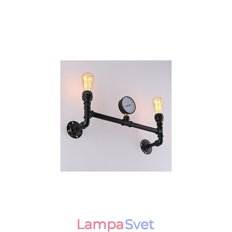 Vintage Industrial Pipe Nástenné svetlá Čierne kreatívne svetlá Reštaurácia Kaviareň Bar Dekoračné osvetlenie S 2 svetlom maľovanými povrchmi